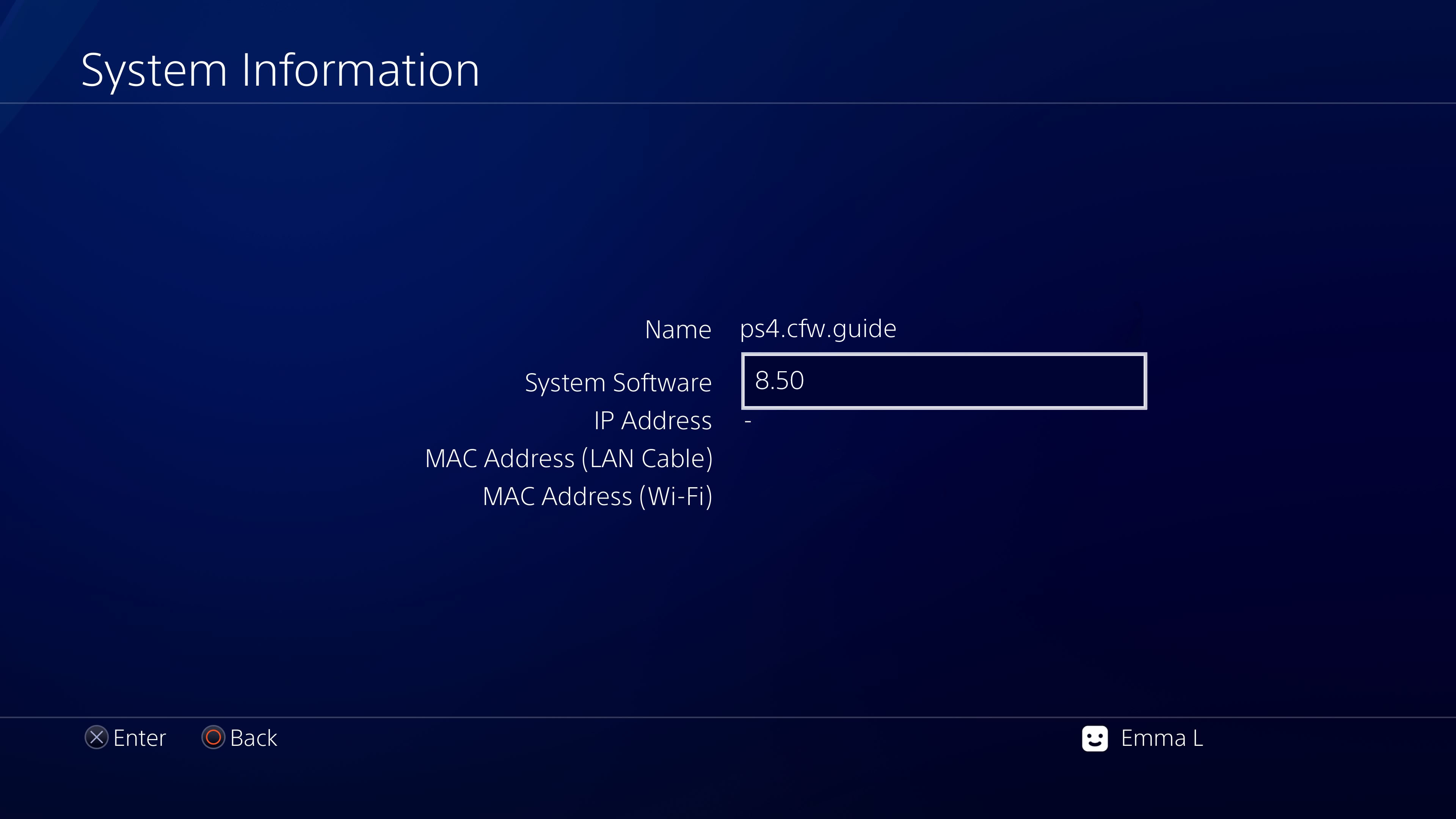 Screenshot of PS4 System Settings